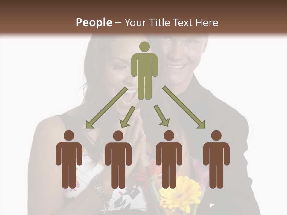 A Man And A Woman Holding A Bouquet Of Flowers PowerPoint Template