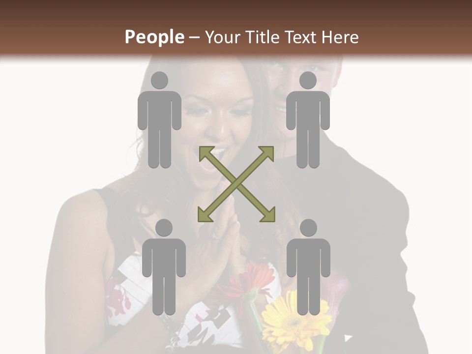 A Man And A Woman Holding A Bouquet Of Flowers PowerPoint Template