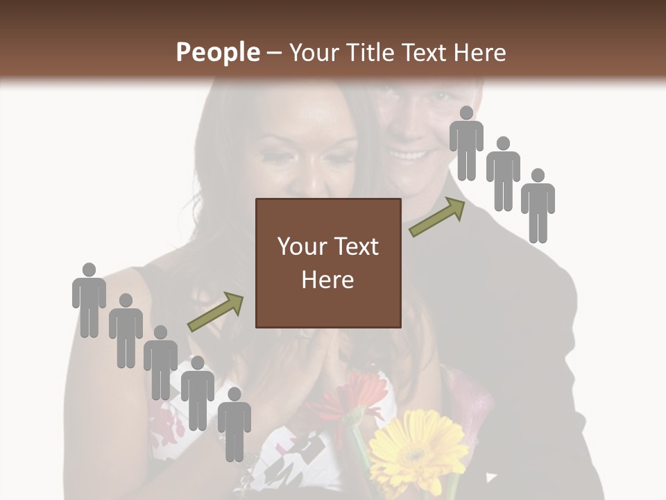 A Man And A Woman Holding A Bouquet Of Flowers PowerPoint Template