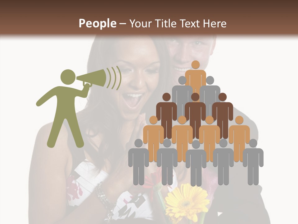 A Man And A Woman Holding A Bouquet Of Flowers PowerPoint Template