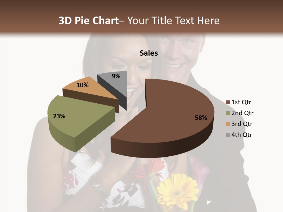 A Man And A Woman Holding A Bouquet Of Flowers PowerPoint Template