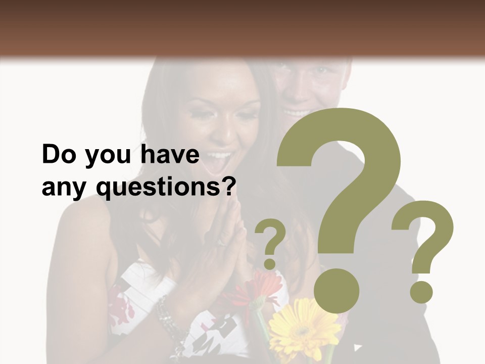 A Man And A Woman Holding A Bouquet Of Flowers PowerPoint Template