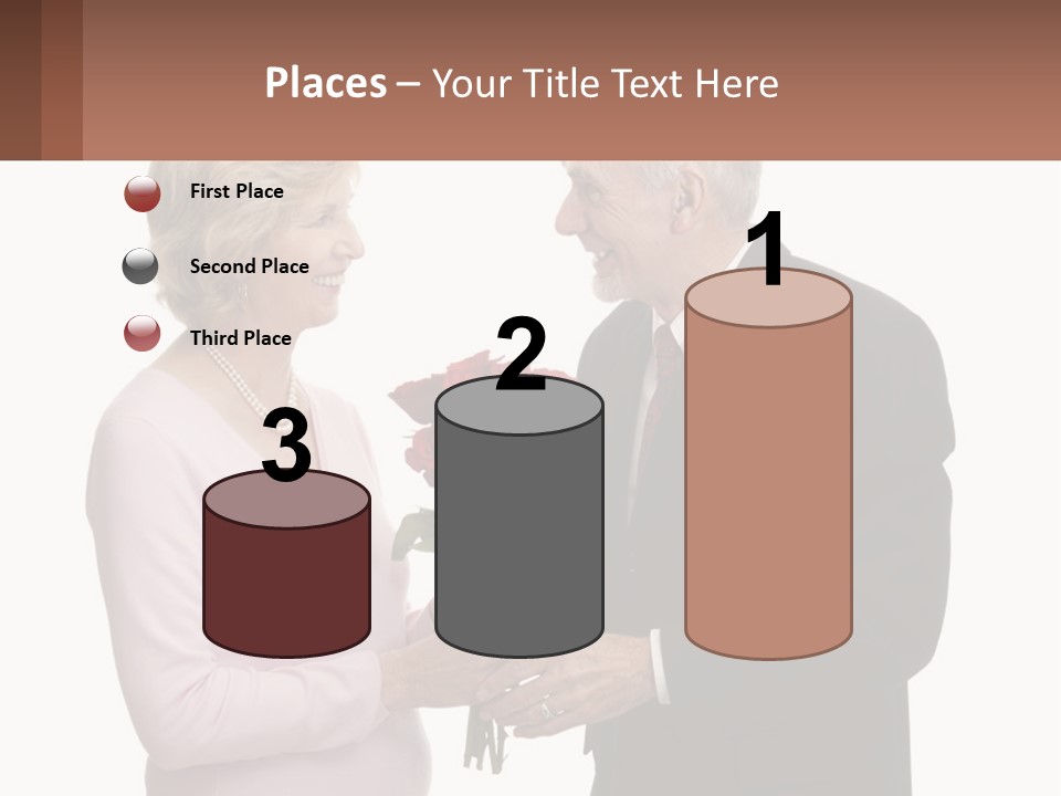 A Man And A Woman Holding A Bouquet Of Roses PowerPoint Template