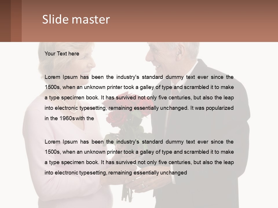 A Man And A Woman Holding A Bouquet Of Roses PowerPoint Template