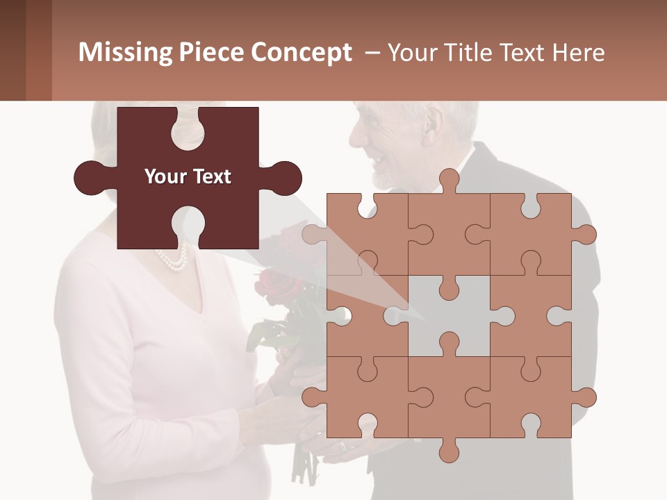 A Man And A Woman Holding A Bouquet Of Roses PowerPoint Template