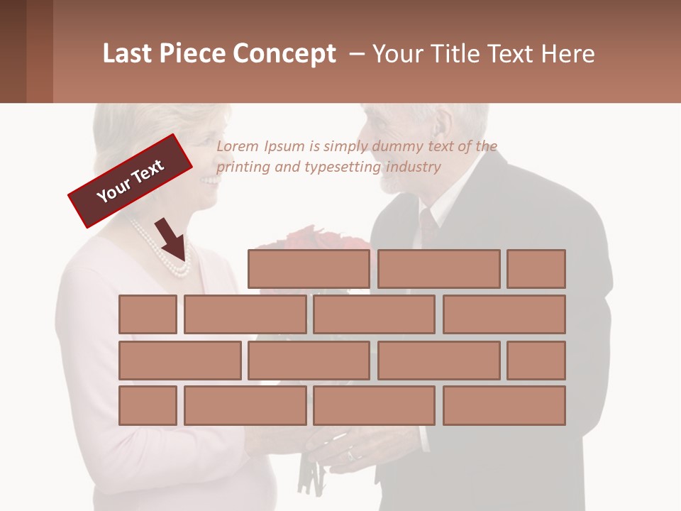 A Man And A Woman Holding A Bouquet Of Roses PowerPoint Template