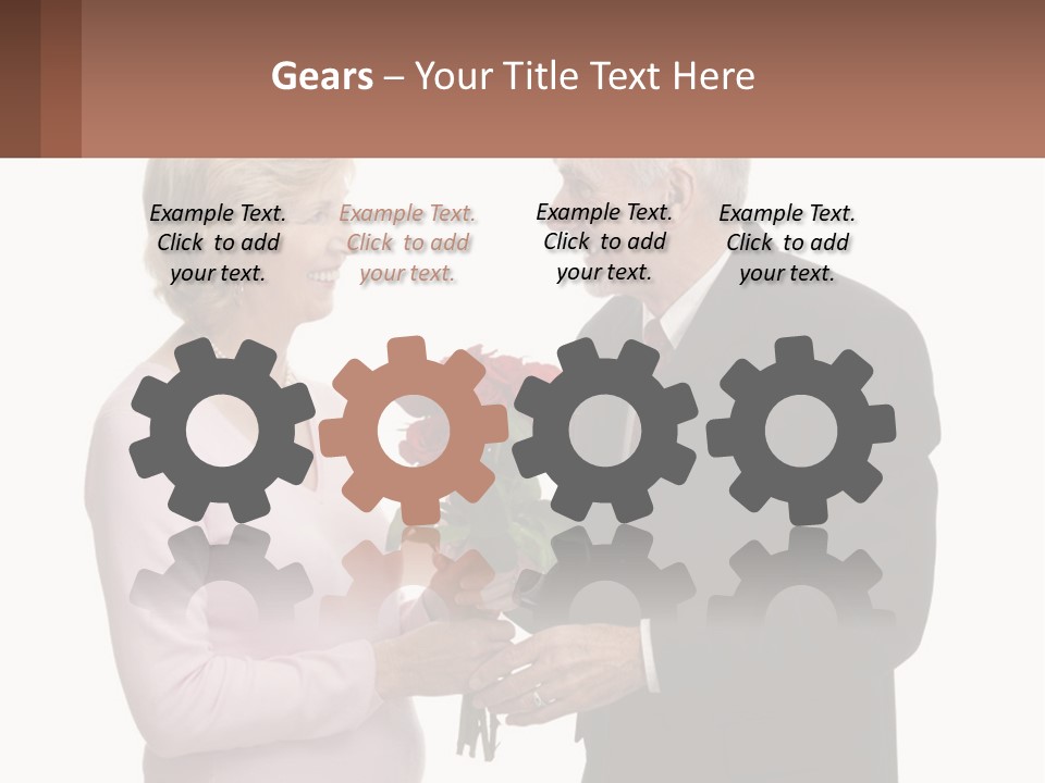 A Man And A Woman Holding A Bouquet Of Roses PowerPoint Template