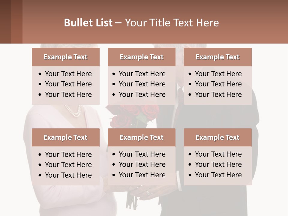 A Man And A Woman Holding A Bouquet Of Roses PowerPoint Template