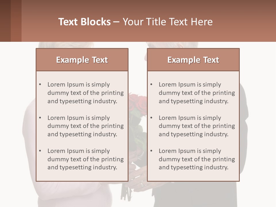 A Man And A Woman Holding A Bouquet Of Roses PowerPoint Template