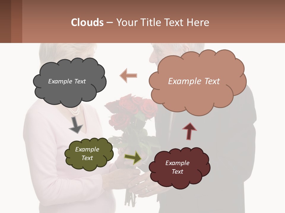 A Man And A Woman Holding A Bouquet Of Roses PowerPoint Template