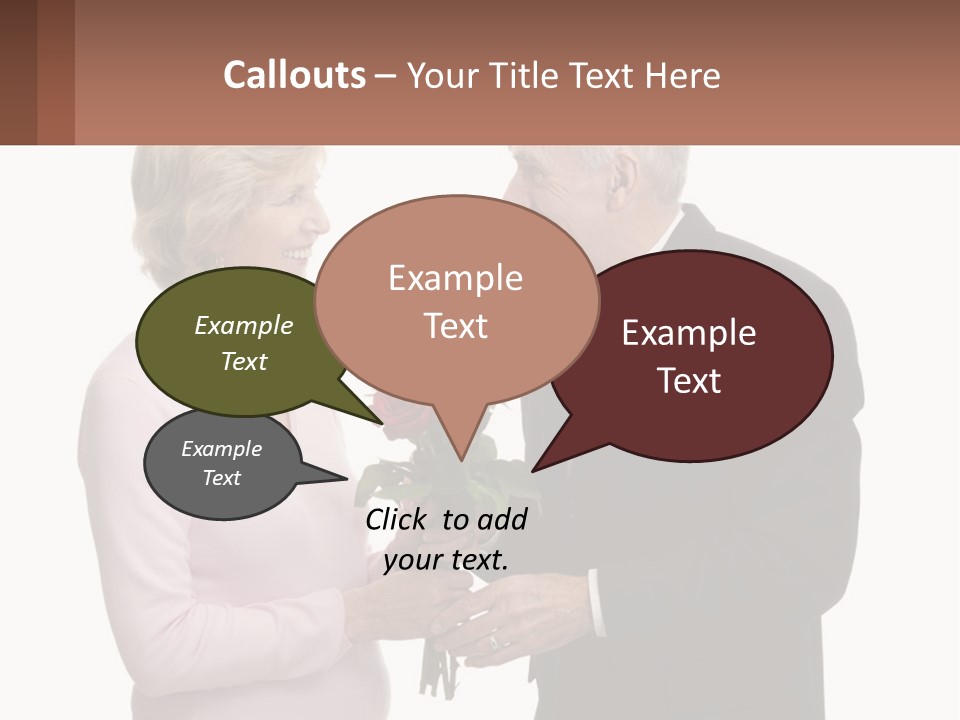 A Man And A Woman Holding A Bouquet Of Roses PowerPoint Template