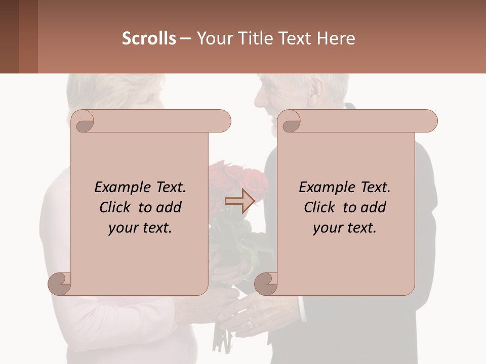 A Man And A Woman Holding A Bouquet Of Roses PowerPoint Template