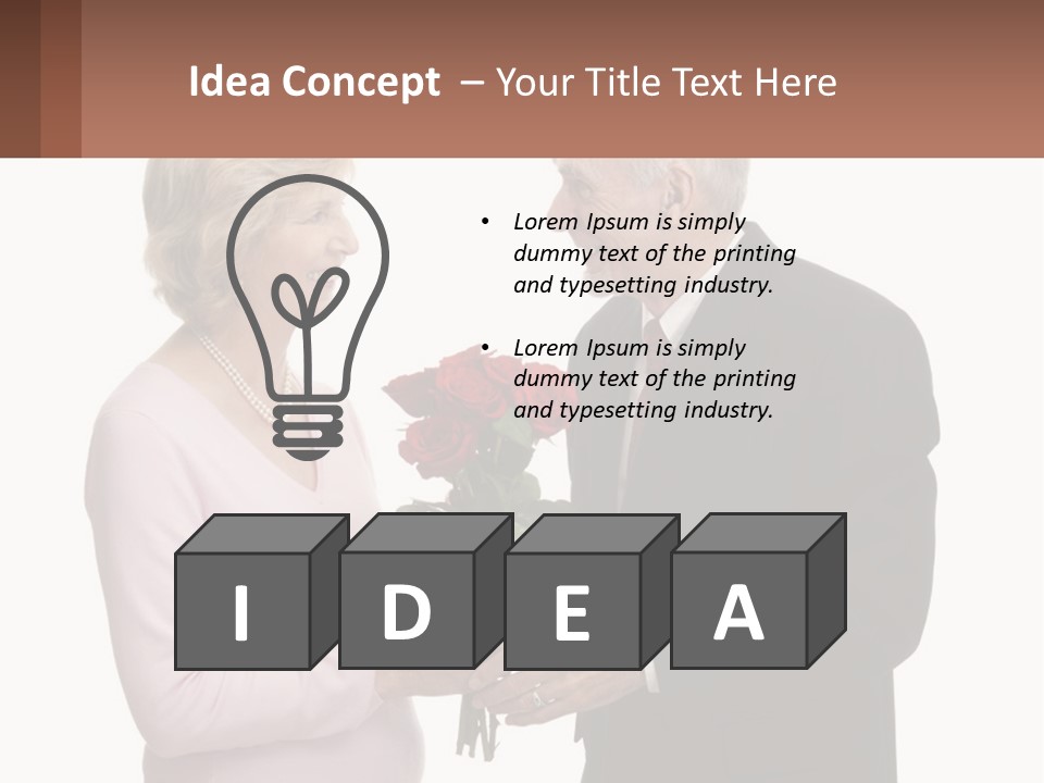 A Man And A Woman Holding A Bouquet Of Roses PowerPoint Template