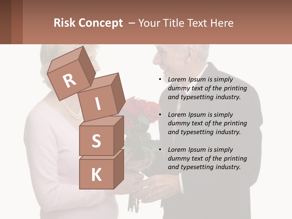 A Man And A Woman Holding A Bouquet Of Roses PowerPoint Template