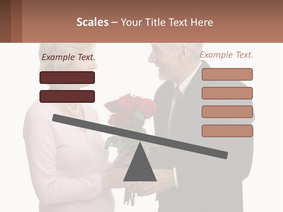 A Man And A Woman Holding A Bouquet Of Roses PowerPoint Template