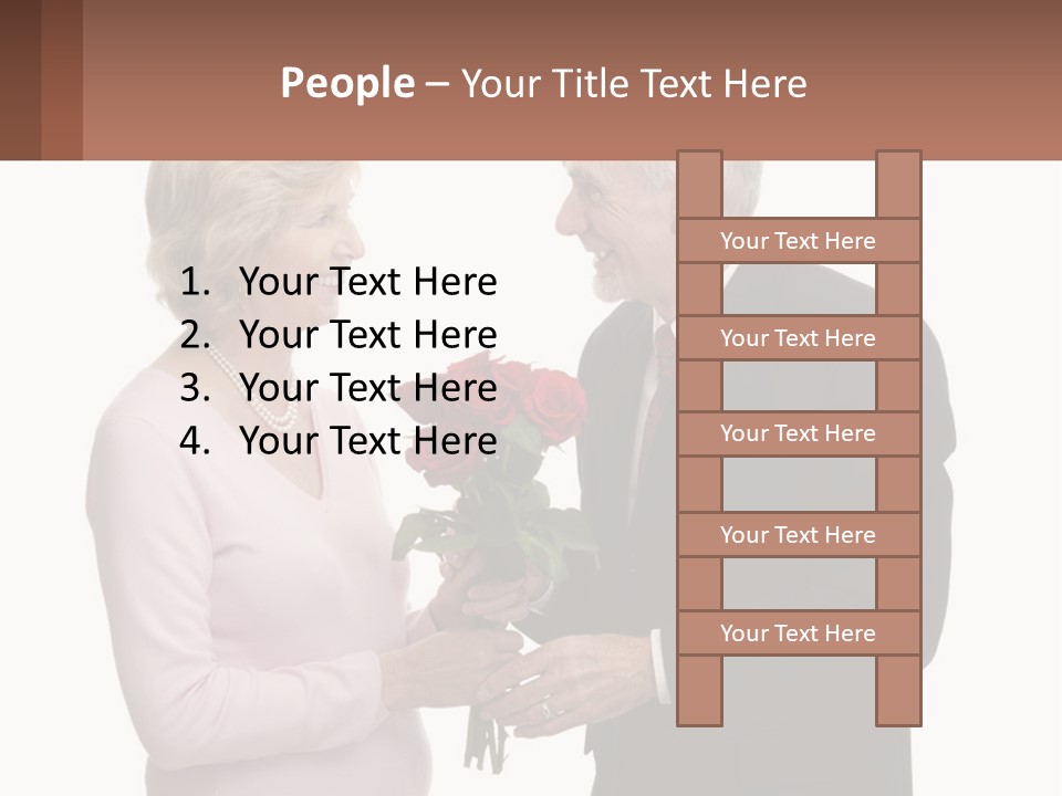 A Man And A Woman Holding A Bouquet Of Roses PowerPoint Template
