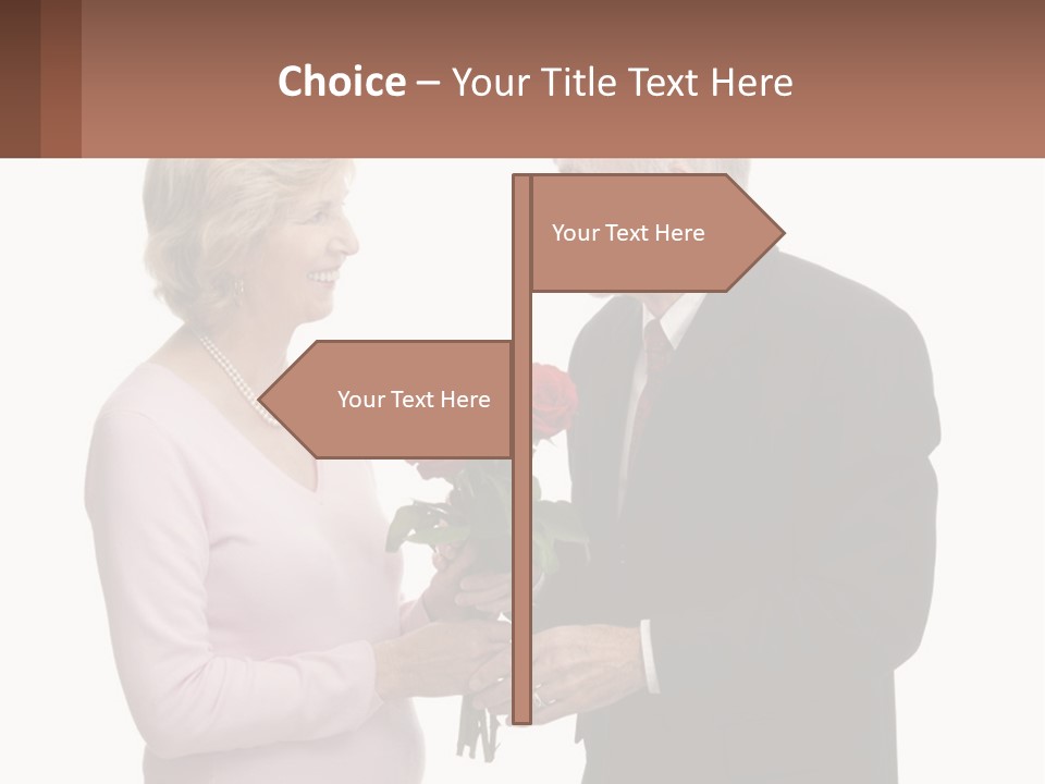 A Man And A Woman Holding A Bouquet Of Roses PowerPoint Template