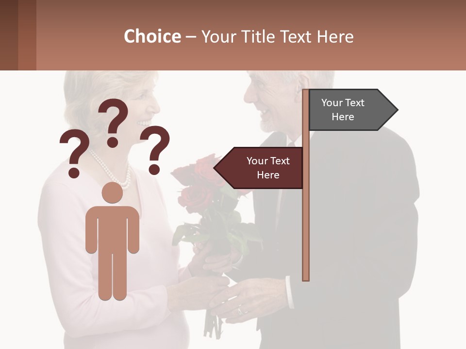 A Man And A Woman Holding A Bouquet Of Roses PowerPoint Template