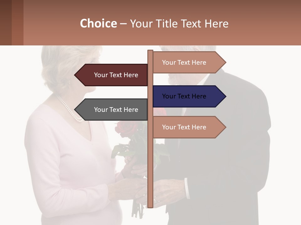 A Man And A Woman Holding A Bouquet Of Roses PowerPoint Template