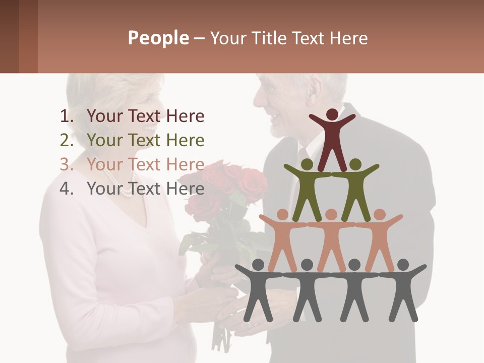 A Man And A Woman Holding A Bouquet Of Roses PowerPoint Template