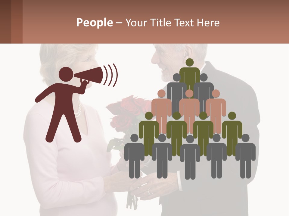 A Man And A Woman Holding A Bouquet Of Roses PowerPoint Template