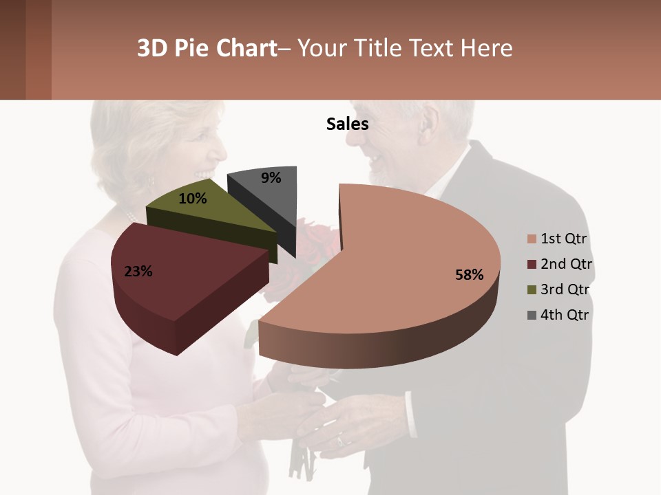 A Man And A Woman Holding A Bouquet Of Roses PowerPoint Template