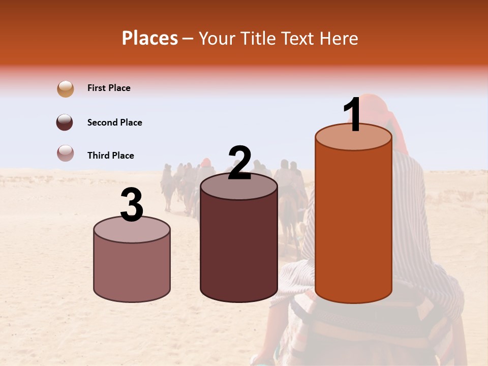 A Group Of People Riding Camels In The Desert PowerPoint Template