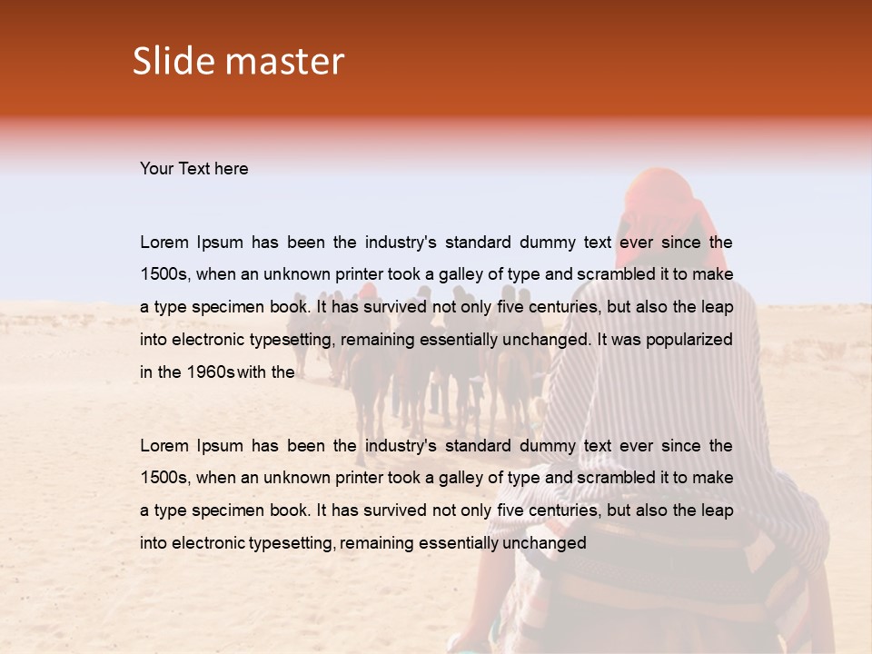 A Group Of People Riding Camels In The Desert PowerPoint Template