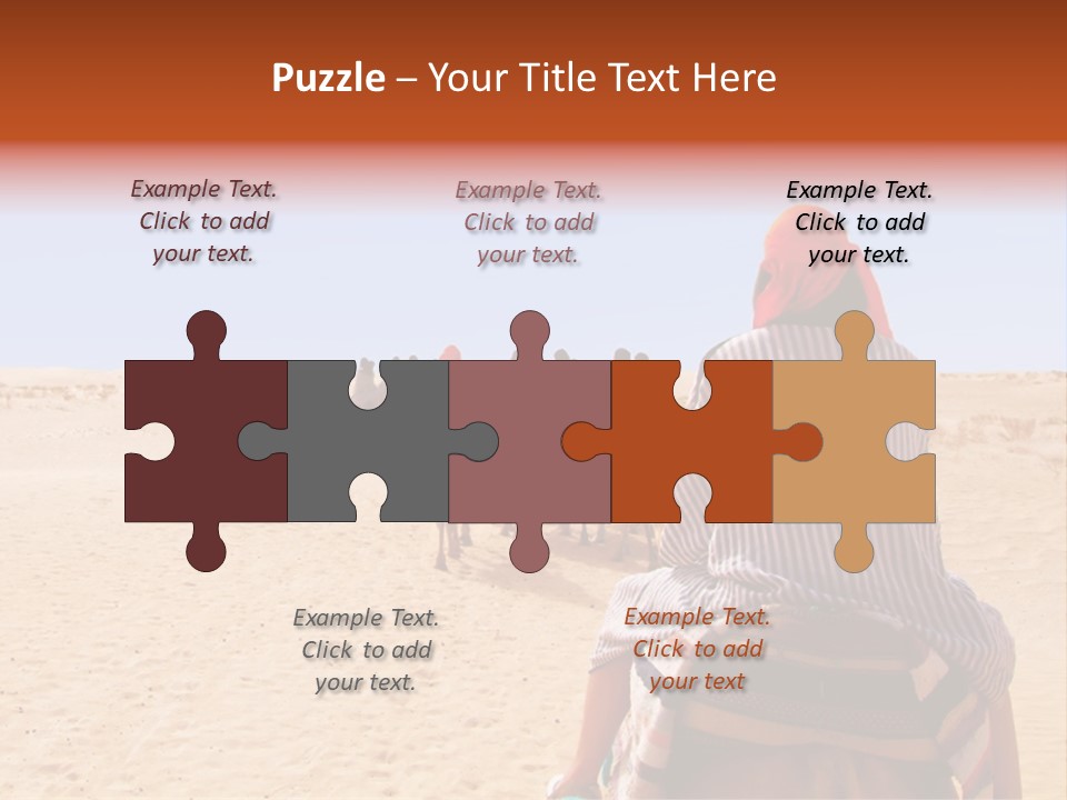 A Group Of People Riding Camels In The Desert PowerPoint Template