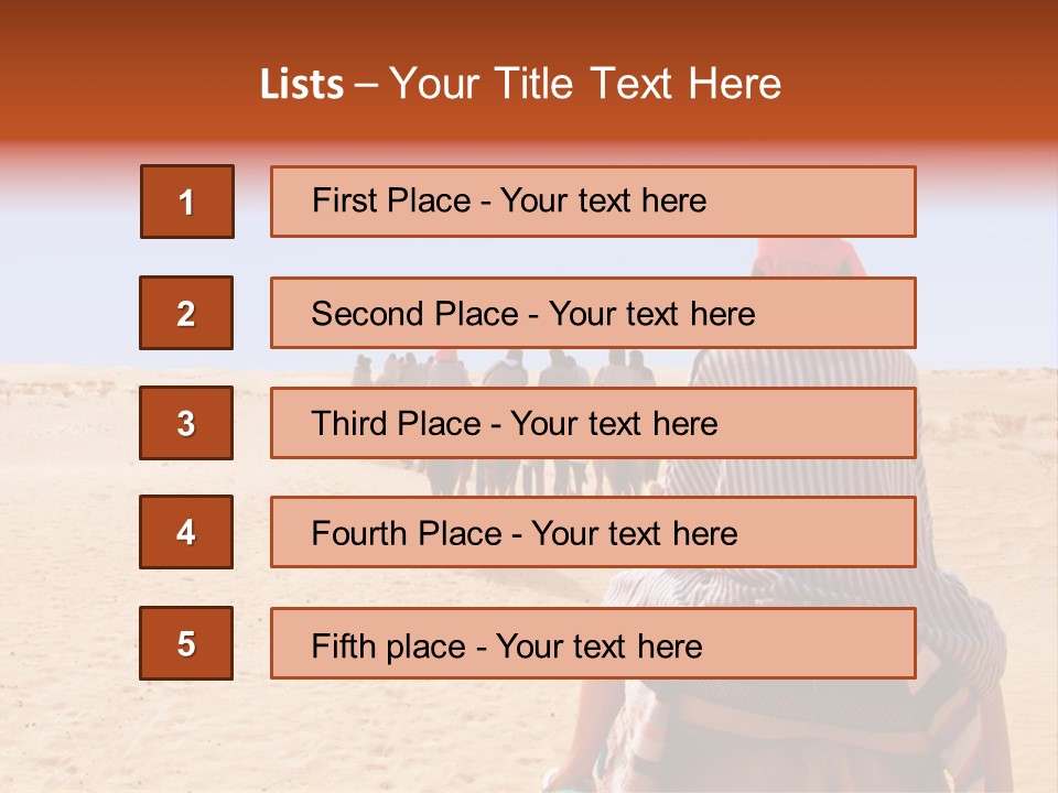 A Group Of People Riding Camels In The Desert PowerPoint Template