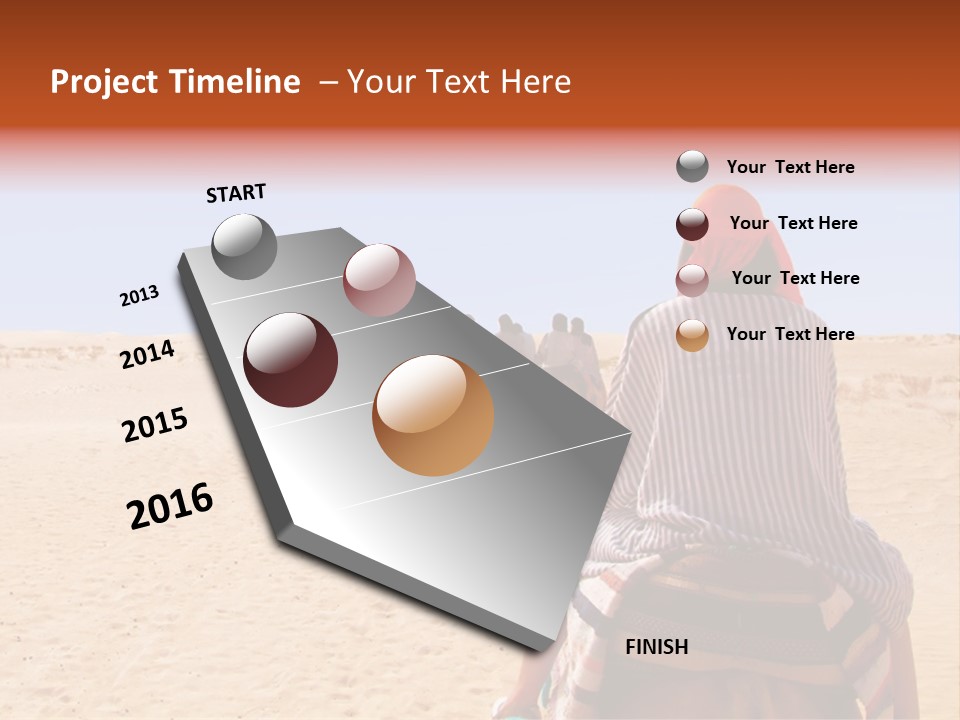 A Group Of People Riding Camels In The Desert PowerPoint Template