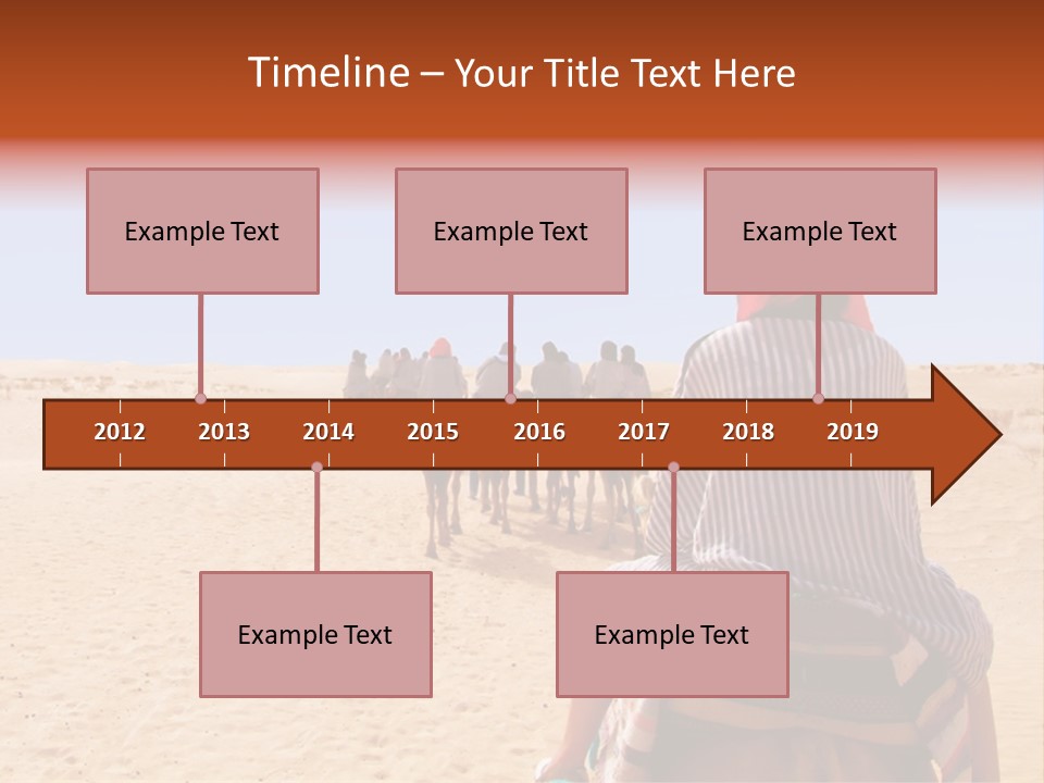 A Group Of People Riding Camels In The Desert PowerPoint Template