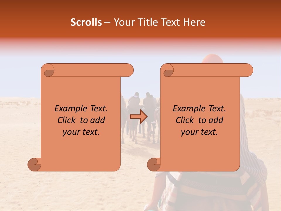 A Group Of People Riding Camels In The Desert PowerPoint Template