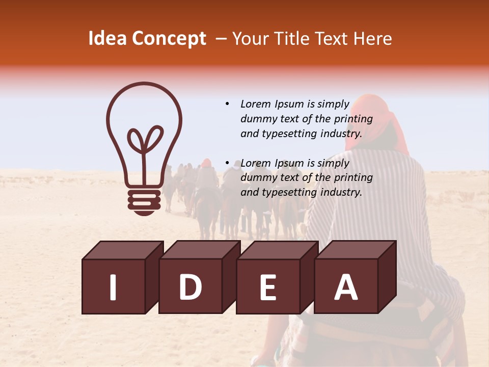 A Group Of People Riding Camels In The Desert PowerPoint Template