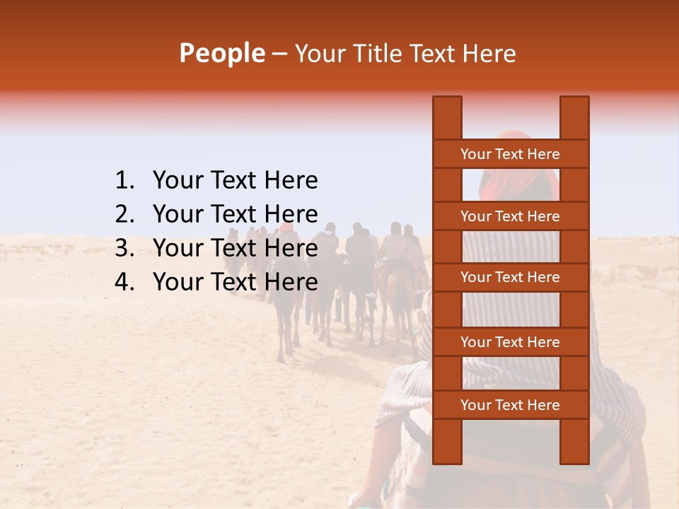 A Group Of People Riding Camels In The Desert PowerPoint Template