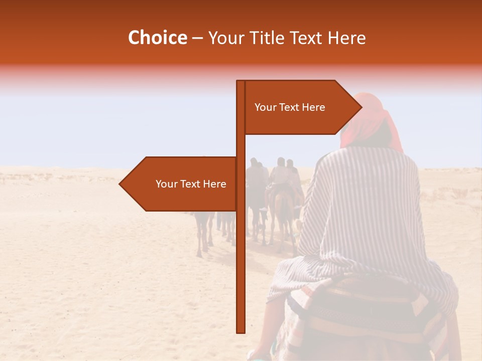 A Group Of People Riding Camels In The Desert PowerPoint Template