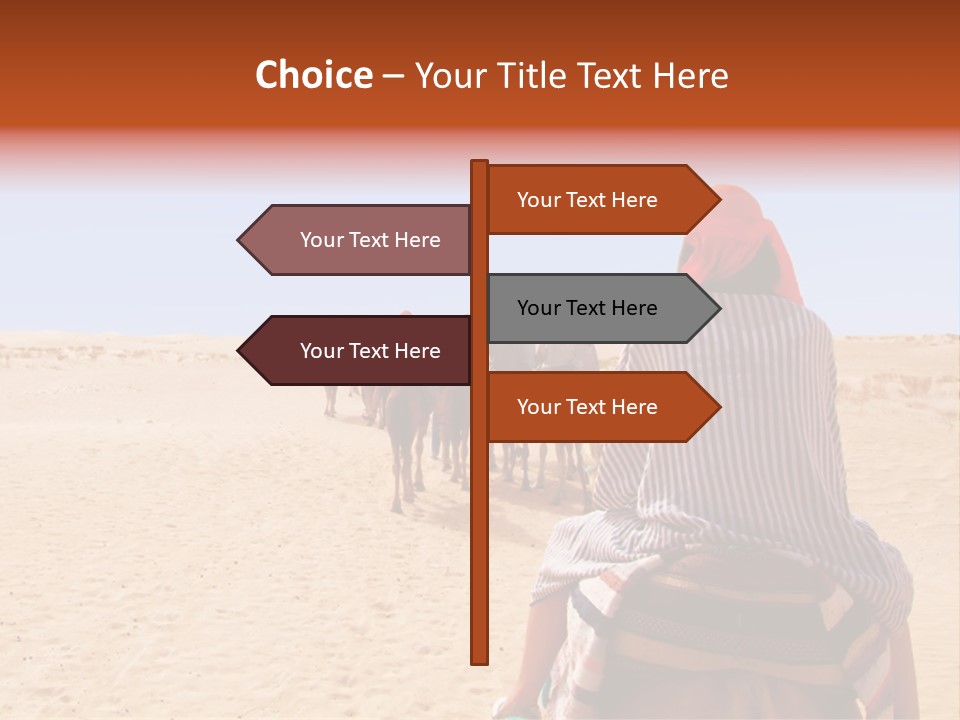 A Group Of People Riding Camels In The Desert PowerPoint Template