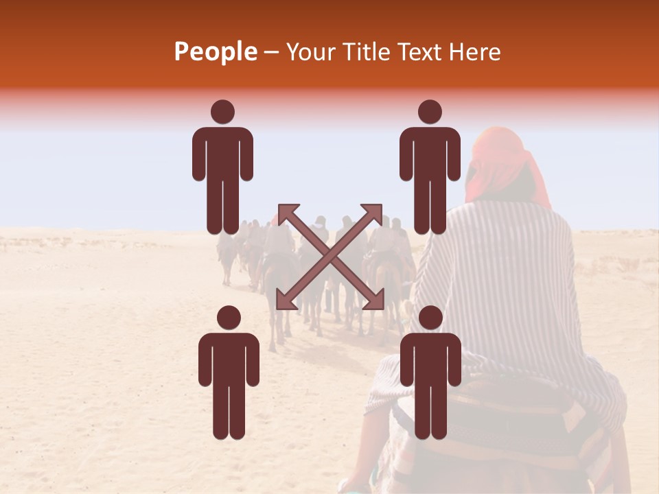 A Group Of People Riding Camels In The Desert PowerPoint Template