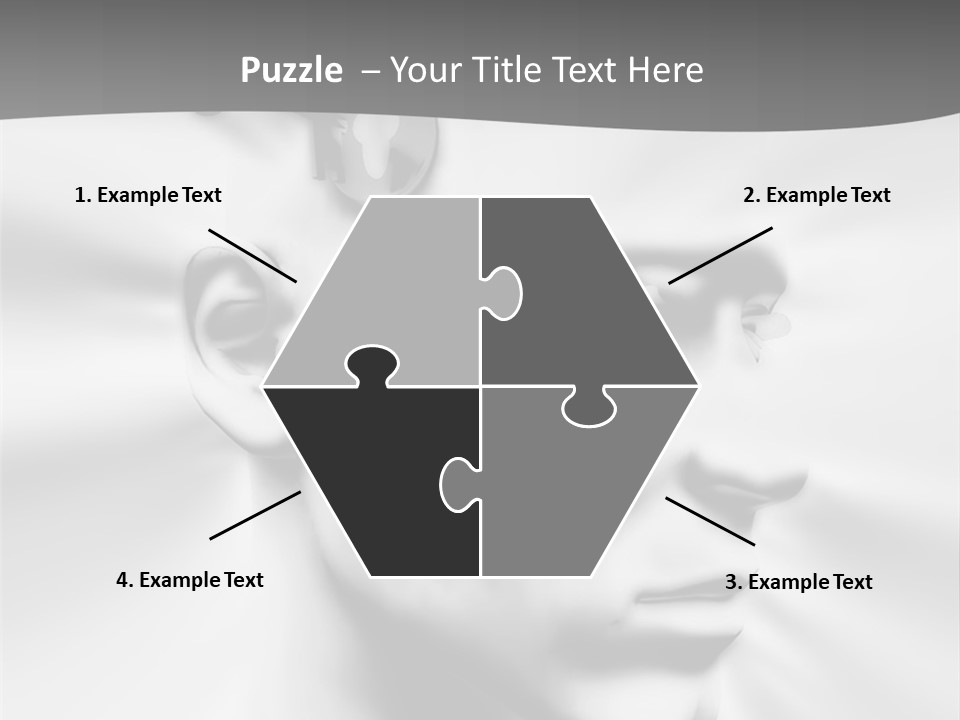 A Black And White Image Of A Man With Scissors In His Hair PowerPoint Template