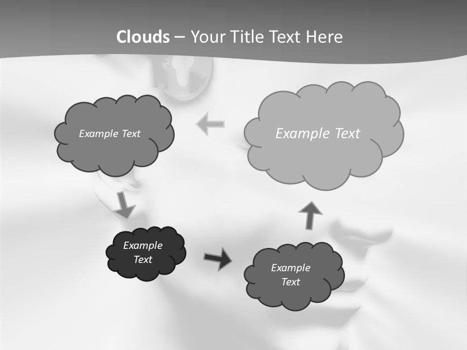 A Black And White Image Of A Man With Scissors In His Hair PowerPoint Template