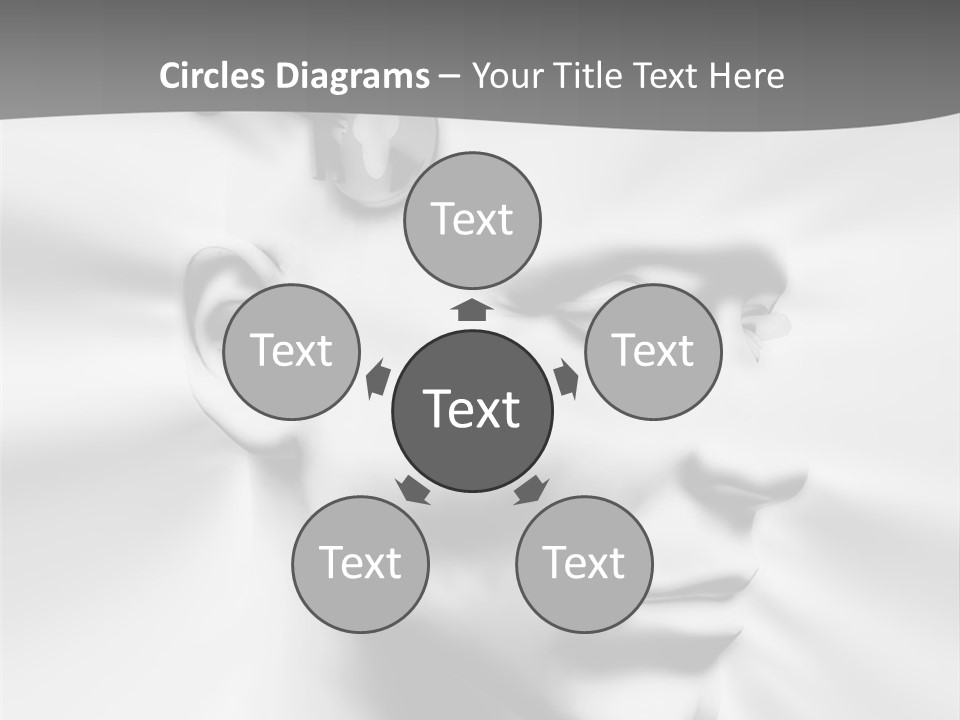 A Black And White Image Of A Man With Scissors In His Hair PowerPoint Template