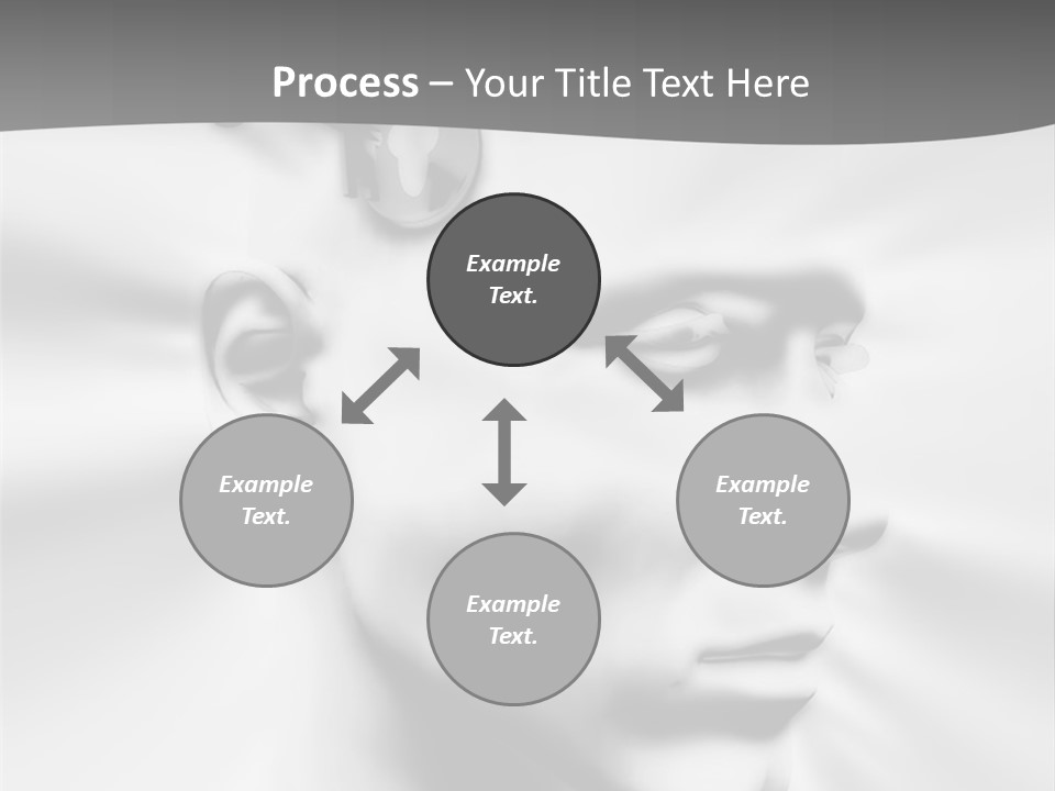 A Black And White Image Of A Man With Scissors In His Hair PowerPoint Template