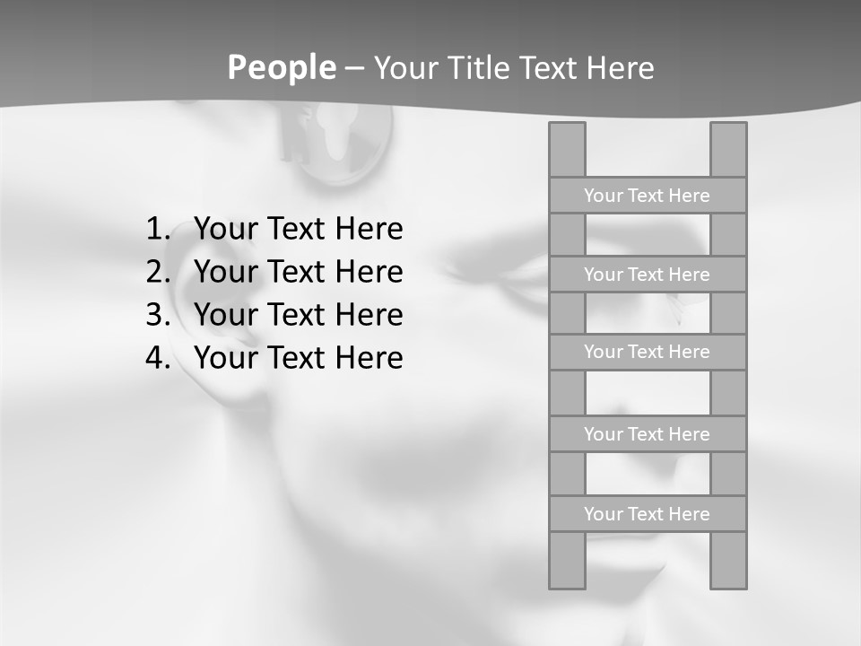 A Black And White Image Of A Man With Scissors In His Hair PowerPoint Template