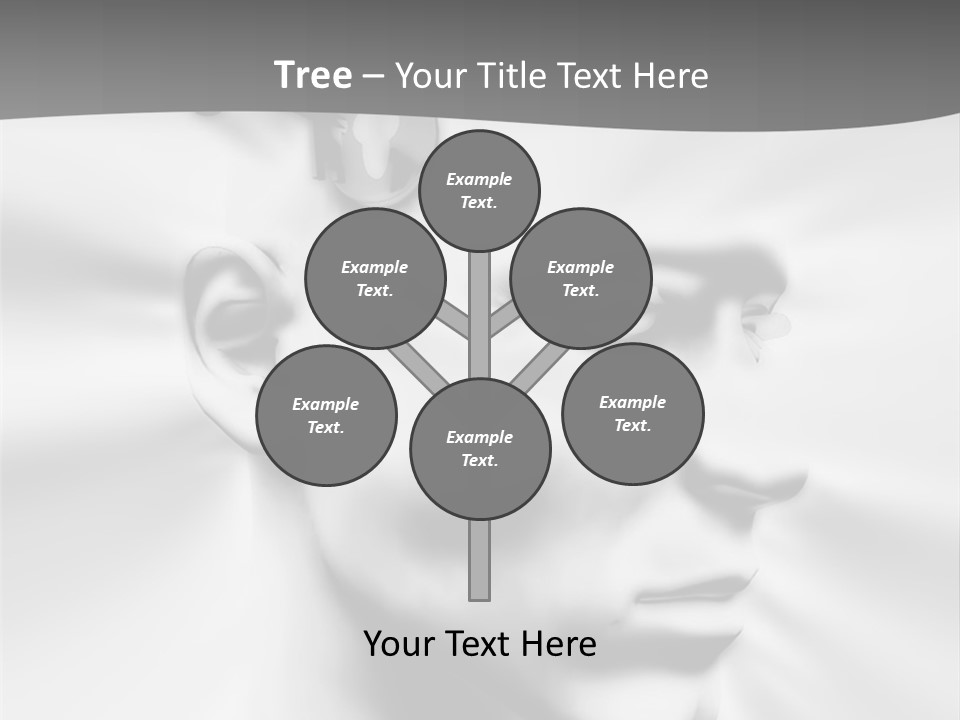 A Black And White Image Of A Man With Scissors In His Hair PowerPoint Template