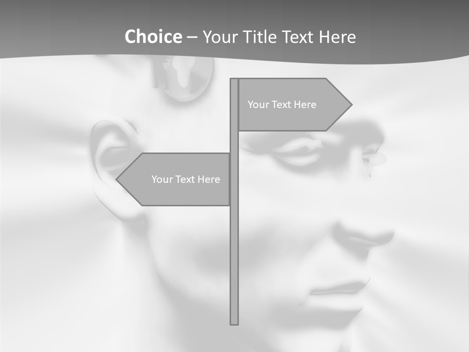 A Black And White Image Of A Man With Scissors In His Hair PowerPoint Template