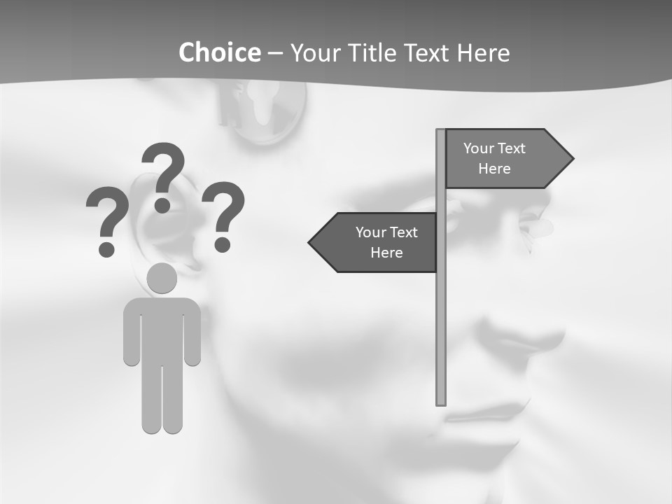 A Black And White Image Of A Man With Scissors In His Hair PowerPoint Template