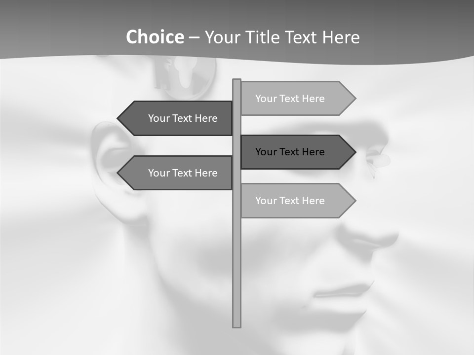 A Black And White Image Of A Man With Scissors In His Hair PowerPoint Template