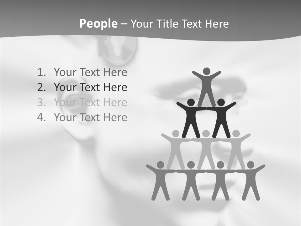 A Black And White Image Of A Man With Scissors In His Hair PowerPoint Template