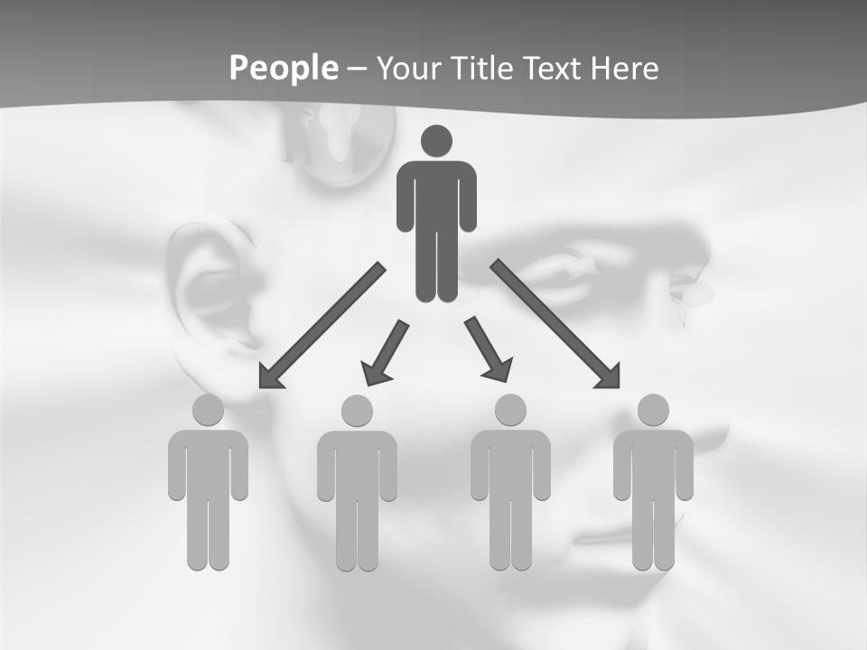 A Black And White Image Of A Man With Scissors In His Hair PowerPoint Template
