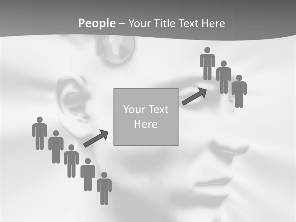 A Black And White Image Of A Man With Scissors In His Hair PowerPoint Template